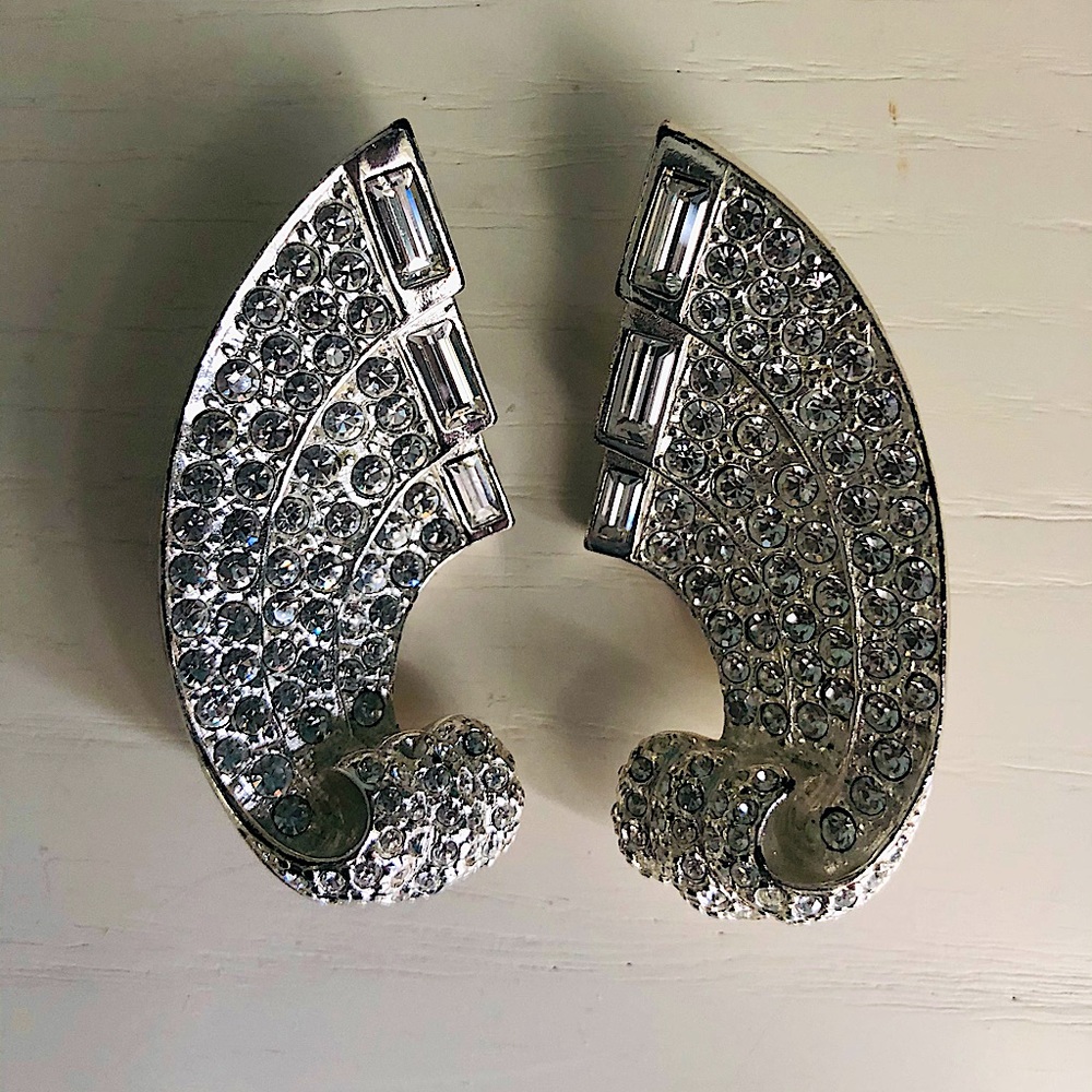 Vintage Carole large rhinestone earrings